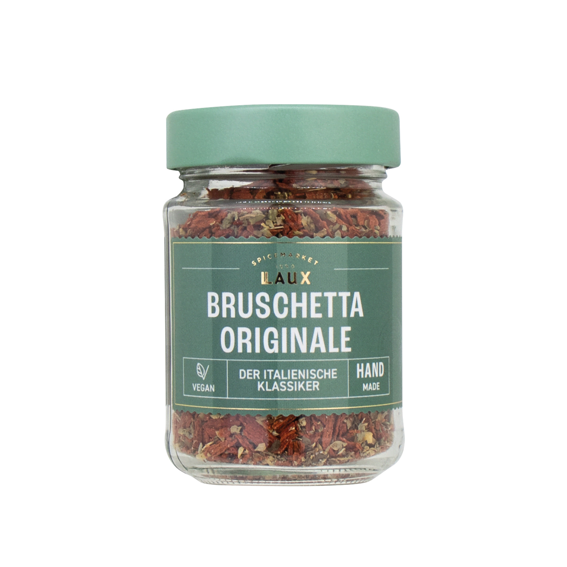 Gewürzmischung Bruschetta im Schraubglas mit grünem Deckel