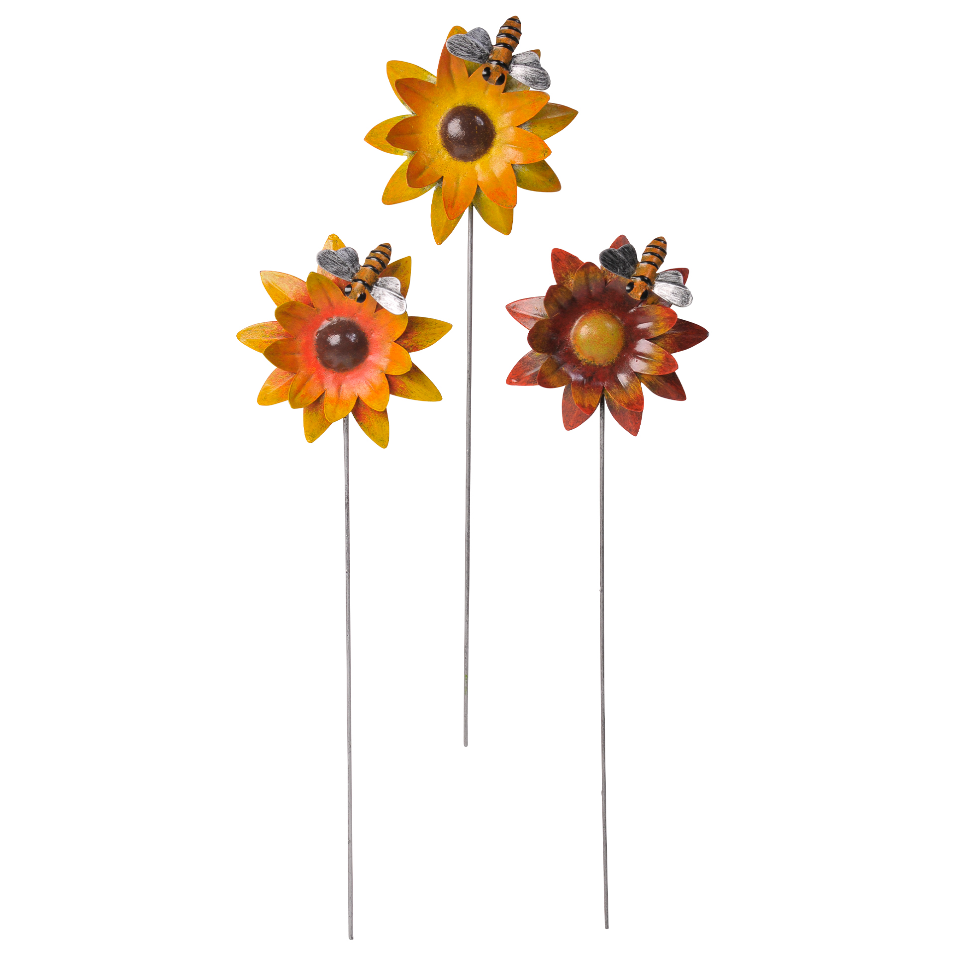 Sonnenblume mit Biene Gartenstecker Gartendeko Metallfigur
