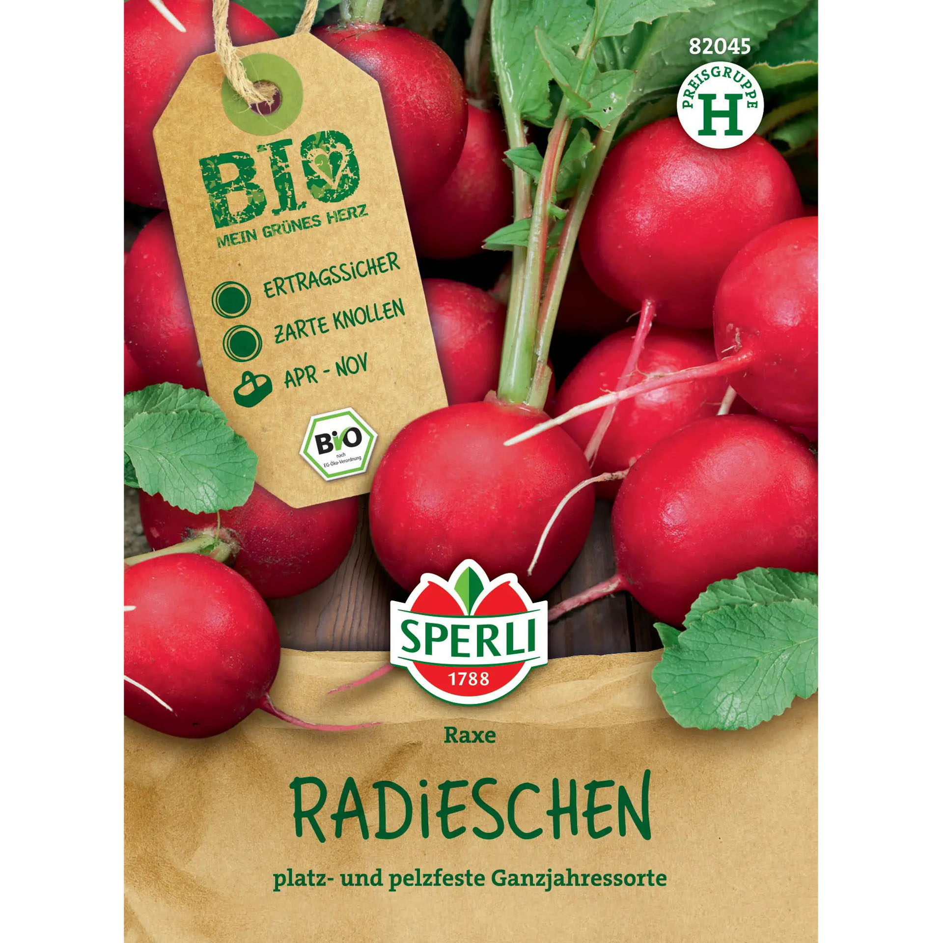 BIO Radieschen rot 'Raxe', Gemüsesamen