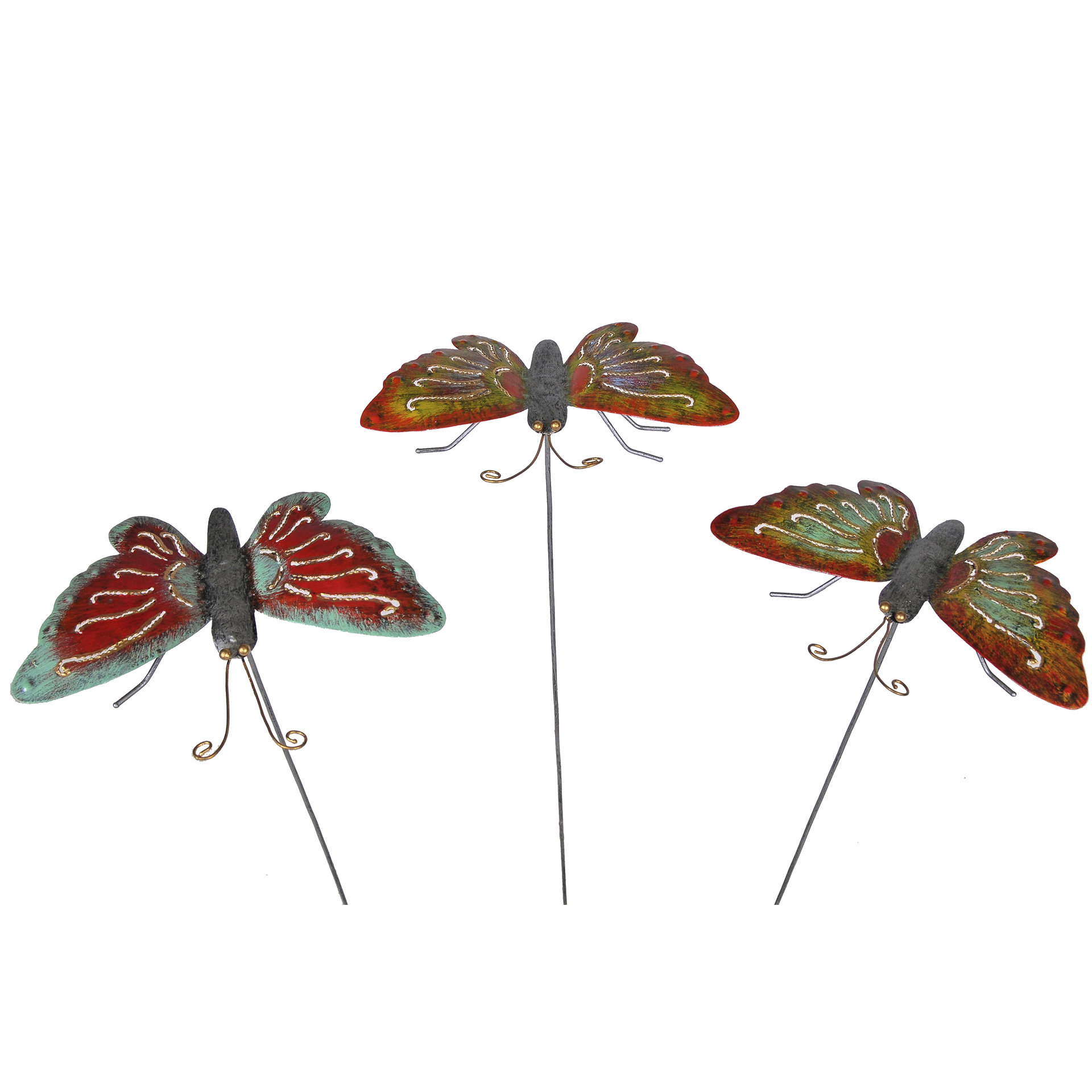 Gartenstecker Schmetterling-2 rot-bunt