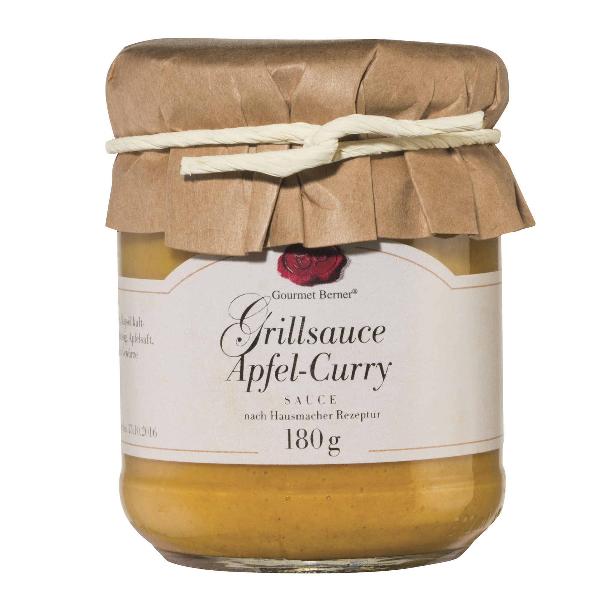 Glas mit Apfel-Curry-Grillsauce